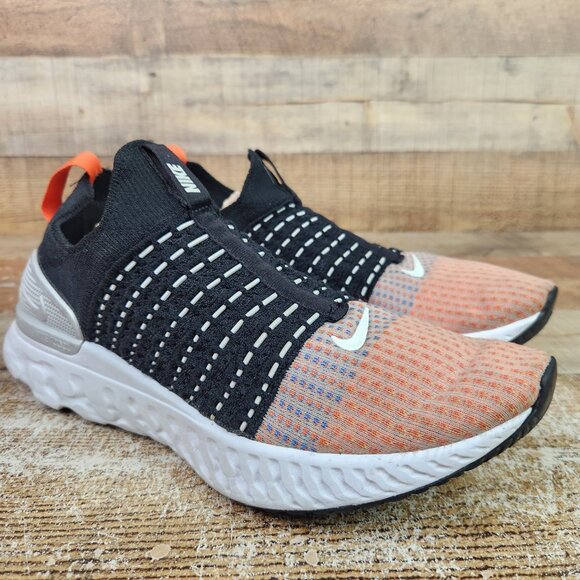 Nike React Phantom Run Flyknit Men Size Black Slip On Shoe